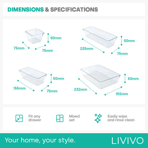 Drawer Organiser Tray Set - 9 Mixed