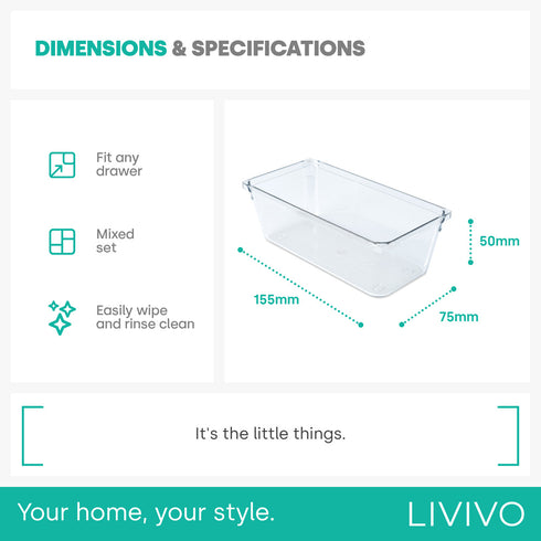 Drawer Organiser Tray Set - 4 Medium