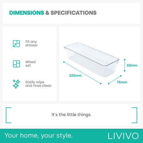 Drawer Organiser Tray Set - 4 Large