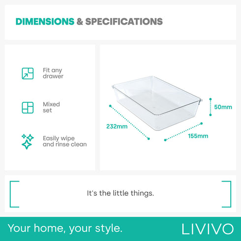 Drawer Organiser Tray Set - 4 XLarge