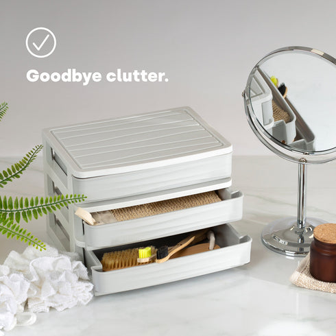 3 Drawer Small Desk Organiser - Grey