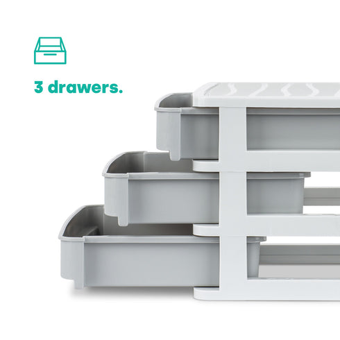 3 Drawer Small Desk Organiser - Grey