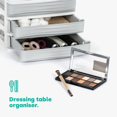 3 Drawer Small Desk Organiser - Grey