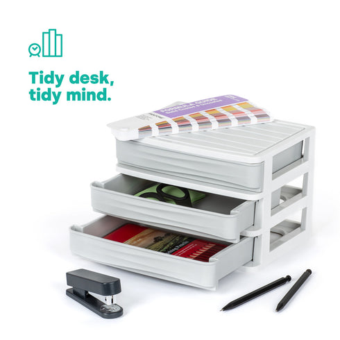 3 Drawer Small Desk Organiser - Grey