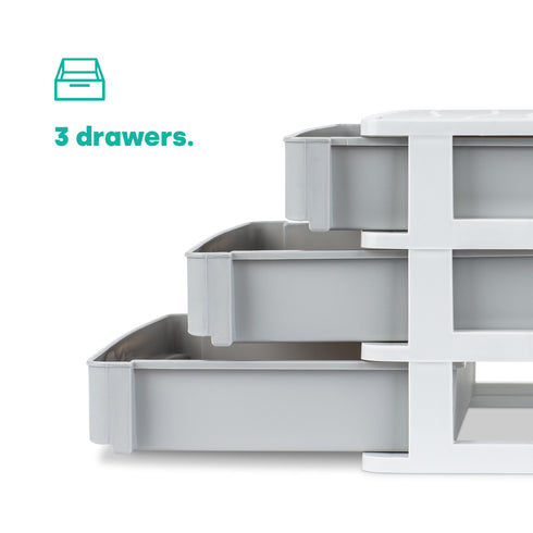 3 Drawer Large Desk Organiser - Grey