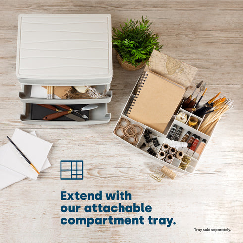 3 Drawer Large Desk Organiser - Grey