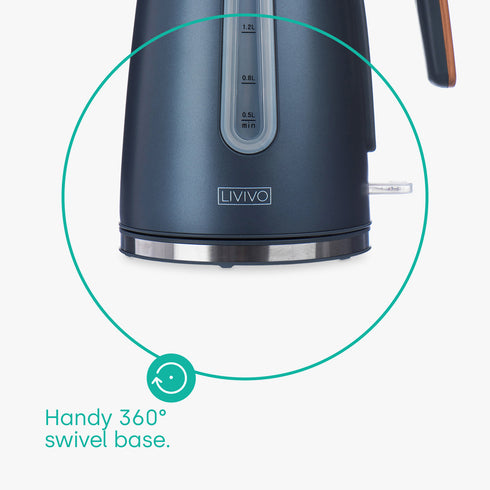 Orion 1.7L Kettle - Midnight Grey / Wood Effect