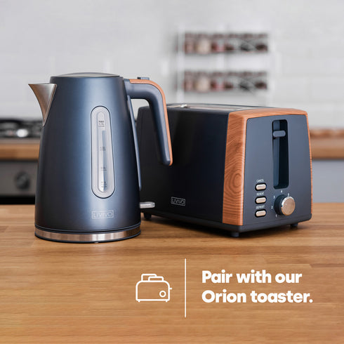Orion 1.7L Kettle - Midnight Grey / Wood Effect