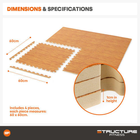 Interlocking Gym Mat - Oak Wood
