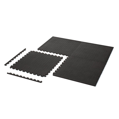 Interlocking Gym Mat - Corrugated Black