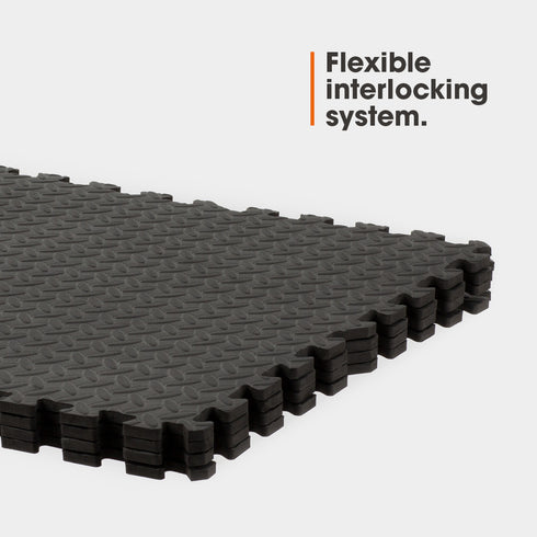 Interlocking Gym Mat - Corrugated Black