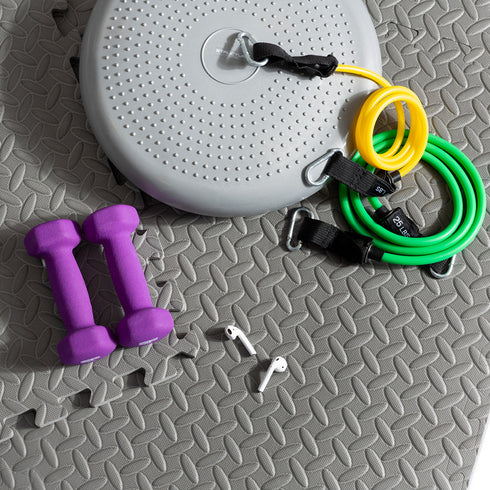 Interlocking Gym Mat - Corrugated Grey