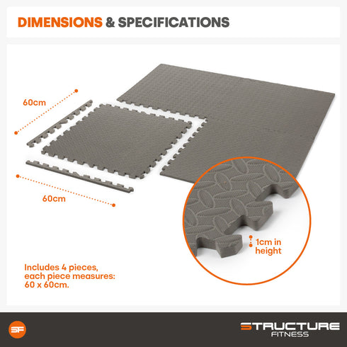 Interlocking Gym Mat - Corrugated Grey