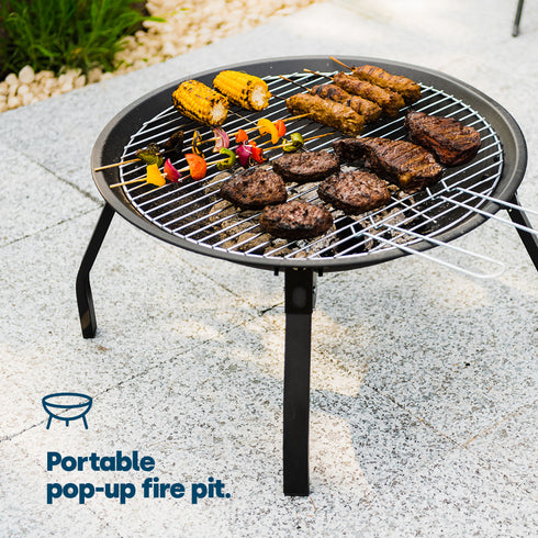 Foldable Round Fire Pit - Black