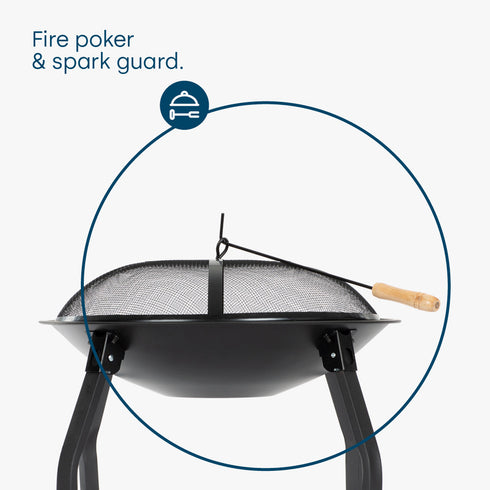 Foldable Round Fire Pit - Black