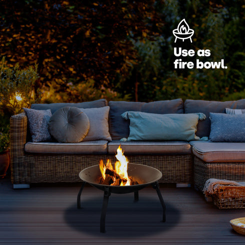 Foldable Round Fire Pit - Black