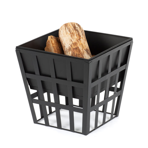 Iron Lattice Fire Pit with BBQ Grill - Black