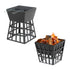 Iron Lattice Fire Pit with BBQ Grill - Black