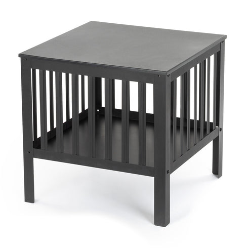 Square Iron Fire Basket with Grill - Black