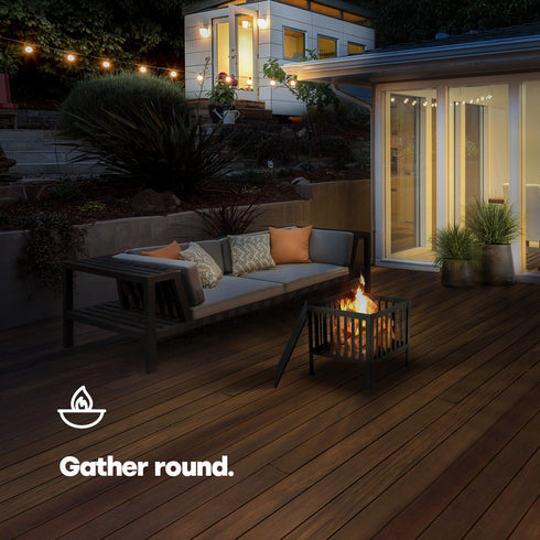 Square Iron Fire Basket with Grill - Black