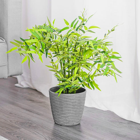 Plastic Plant Pot with Wave Design 18cm Grey