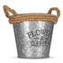 Round Zinc Plant Pot 16cm with Hessian Handle