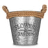 Round Zinc Plant Pot 16cm with Hessian Handle