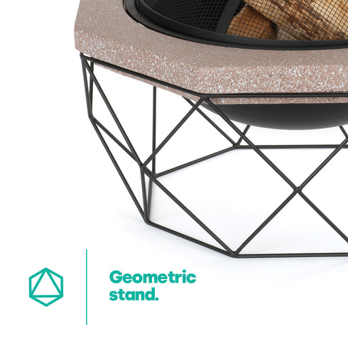 Stone Effect Fire Pit with BBQ Grill