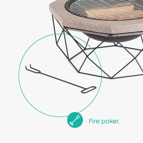 Stone Effect Fire Pit with BBQ Grill