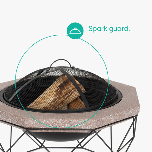 Stone Effect Fire Pit with BBQ Grill