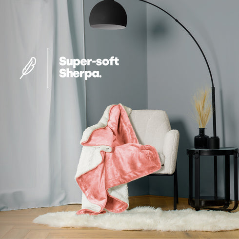 Single Sherpa Fleece Blanket - Blush