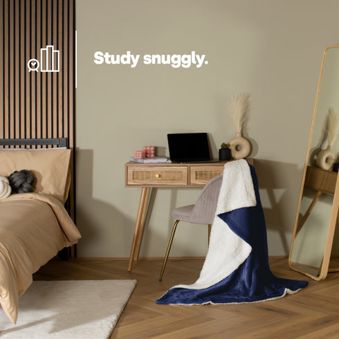 Single Sherpa Fleece Blanket - Midnight