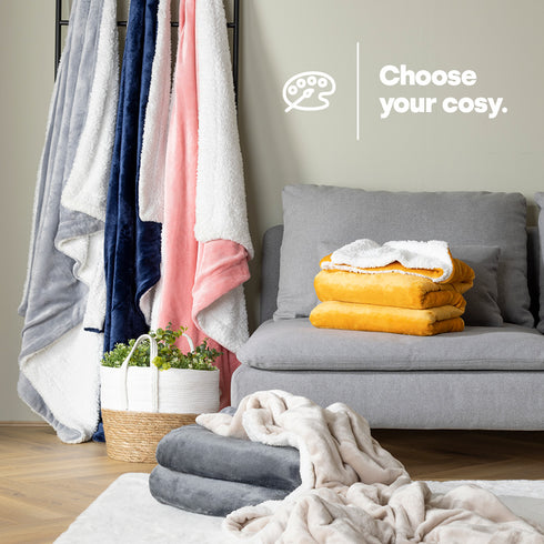 Single Sherpa Fleece Blanket - Midnight