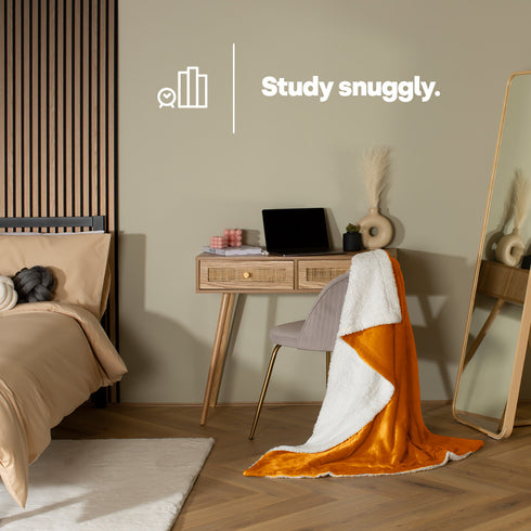 Single Sherpa Fleece Blanket - Ochre