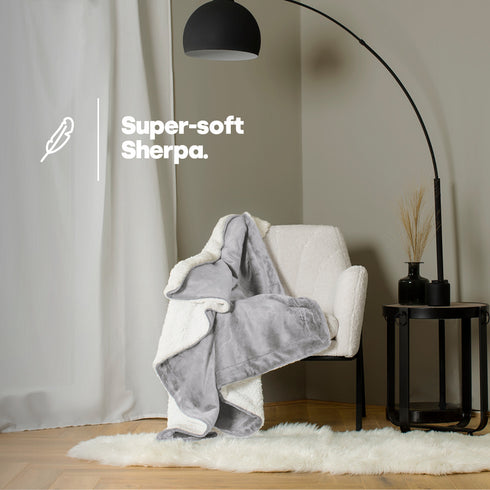 Single Sherpa Fleece Blanket - Misty Grey