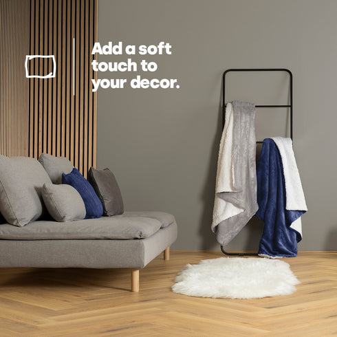 Single Sherpa Fleece Blanket - Misty Grey