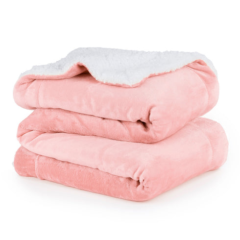 Double Sherpa Fleece Blanket - Blush