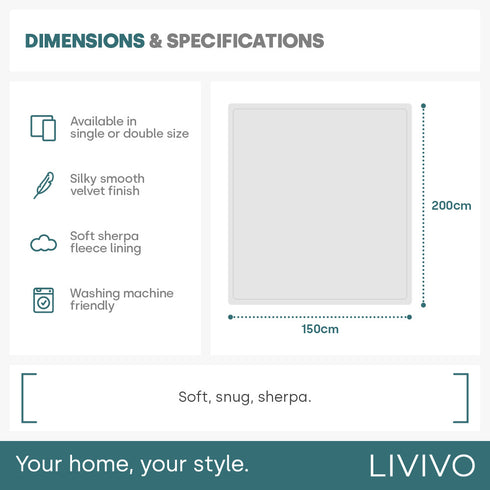 Double Sherpa Fleece Blanket - Misty Grey