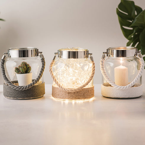 Hurricane Glass Lantern - White