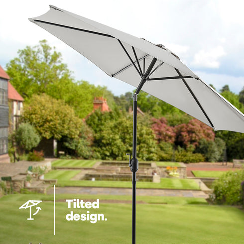 Tilting Parasol with Crank Lever - Grey