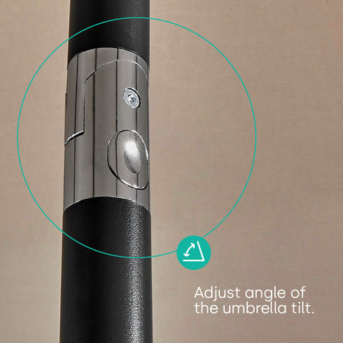 Tilting Parasol with Crank Lever - Beige