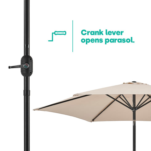 Tilting Parasol with Crank Lever - Beige