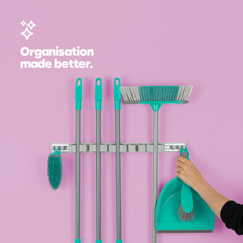 Wall Mounted Mop & Broom Holder - Grey