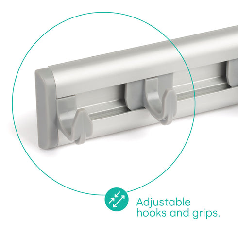 Wall Mounted Mop & Broom Holder - Grey