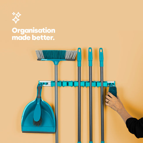 Wall Mounted Mop & Broom Holder - Turquoise