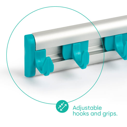 Wall Mounted Mop & Broom Holder - Turquoise