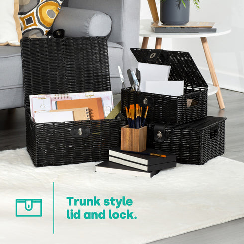 Hamper Baskets Set of 3 - Black