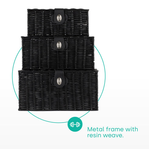 Hamper Baskets Set of 3 - Black