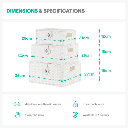 Hamper Baskets Set of 3 - White