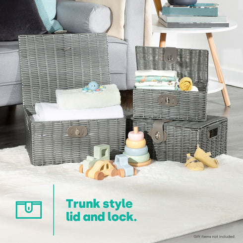 Hamper Baskets Set of 3 - Grey